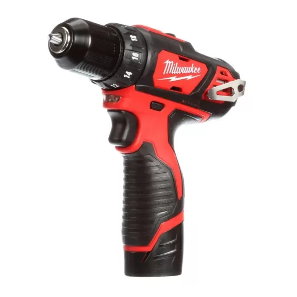 Milwaukee M12 12-Volt Lithium-Ion Cordless 3/8 in. Drill/Driver Kit with Two 1.5 Ah Batteries, Charger and Tool Bag