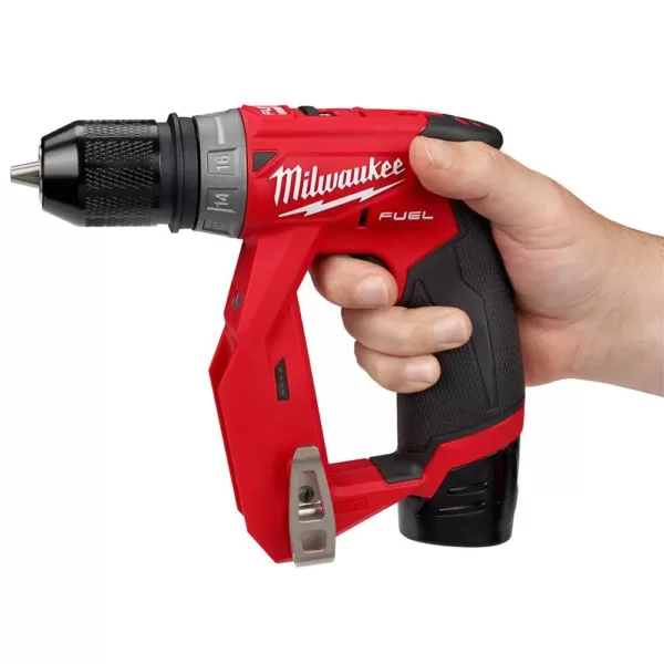 Milwaukee M12 FUEL 12-Volt Lithium-Ion Brushless Cordless 4-in-1 Installation 3/8 in. Drill Driver Kit W/ M12 Flood Light