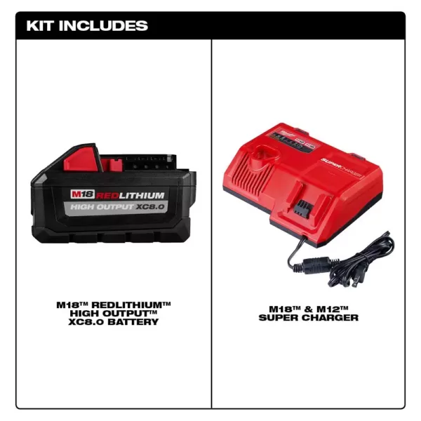 Milwaukee M12 and M18 12-Volt/18-Volt Lithium-Ion Multi-Voltage Super Battery Charger Starter Kit with 8.0 Ah High Output Battery