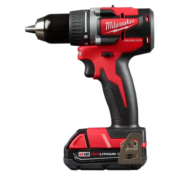 Milwaukee M18 18-Volt Lithium-Ion Brushless Cordless Compact Drill/Impact Combo Kit (2-Tool) W/ (2) 2.0Ah Batteries, Charger & Bag