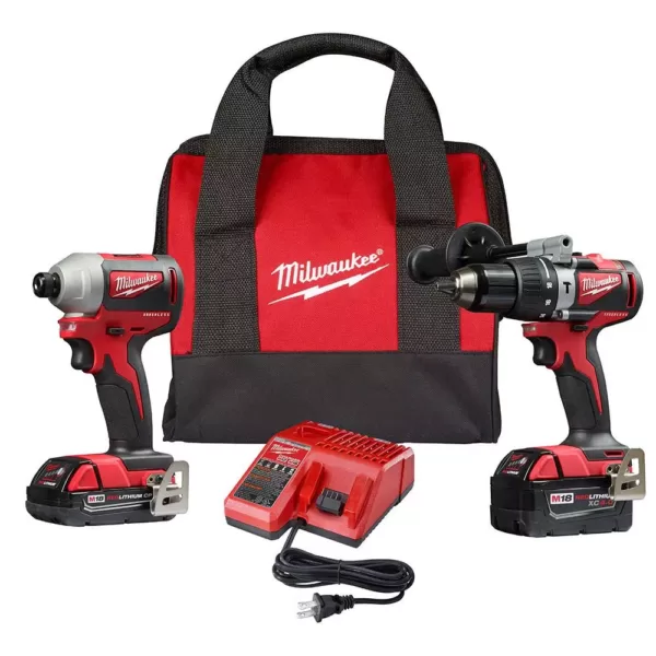 Milwaukee M18 18-Volt Lithium-Ion Brushless Cordless Hammer Drill/Impact/ 1/2 in. Impact Wrench Combo Kit (3-Tool) w/ 4-Batteries