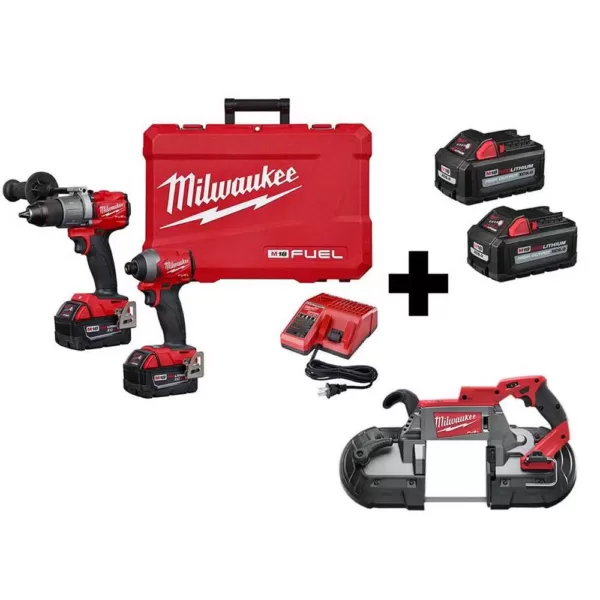 Milwaukee M18 FUEL 18-Volt Lithium-Ion Brushless Cordless Hammer Drill/Band Saw/Impact Driver Combo Kit (3-Tool) w/ 4-Batteries