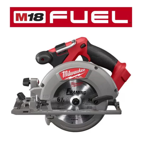 Milwaukee M18 FUEL 18-Volt Lithium-Ion Brushless Cordless Hammer Drill/6-1/2 in. Circular Saw/ Impact Driver with 4-Batteries