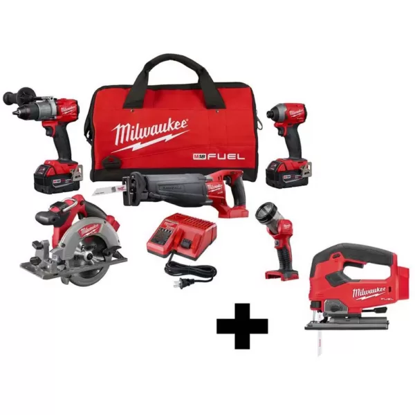 Milwaukee M18 FUEL 18-Volt Lithium-Ion Brushless Cordless Combo Kit (5-Tool) with  M18 FUEL Cordless Jig Saw