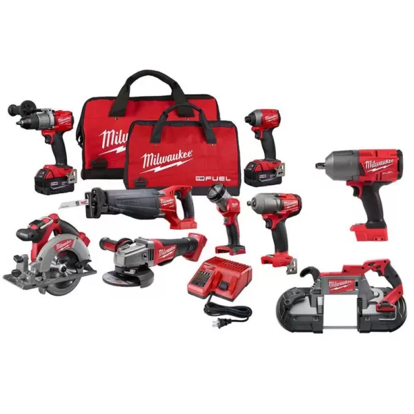 Milwaukee M18 FUEL 18-Volt Lithium-Ion Brushless Cordless Combo Kit (9-Tool) with (2) 5.0 Ah Batteries, (1) Charger, (2) Tool Bags