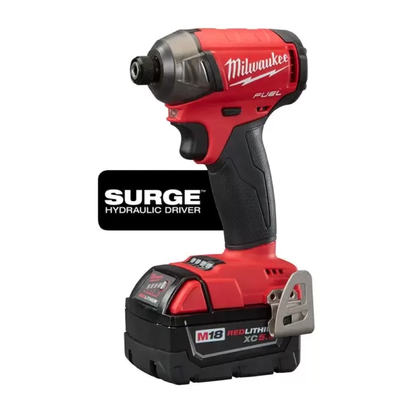 Milwaukee M18 FUEL 18-Volt Lithium-Ion Brushless Cordless Surge Impact/Hammer Drill Combo Kit with HIGH OUTPUT 8.0Ah Battery