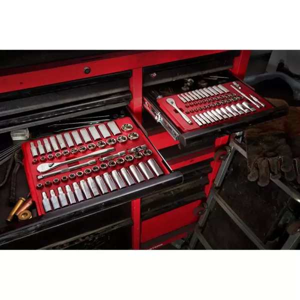 Milwaukee 3/8 in. and 1/4 in. Drive SAE/Metric Ratchet and Socket Mechanics Tool Set (106-Piece)