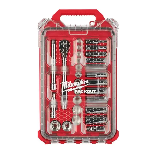 Milwaukee 3/8 in. Drive SAE Ratchet and Socket Mechanics Tool Set with Packout Case (28-Piece)