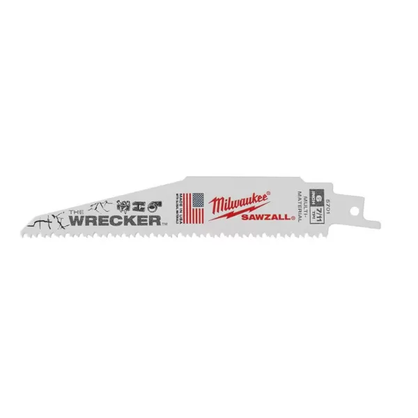 Milwaukee 6 in. 7/11 Teeth per in. WRECKER Demolition Mutli-Material Cutting SAWZALL Reciprocating Saw Blades (100 Pack)