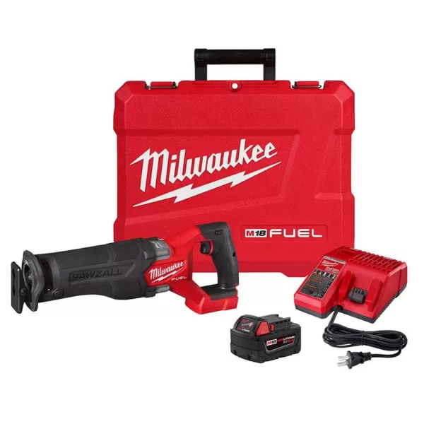 Milwaukee M18 FUEL 18-Volt Lithium-Ion Brushless Cordless SAWZALL Reciprocating Saw Kit W/one 5.0 Ah Batteries, Charger and Case