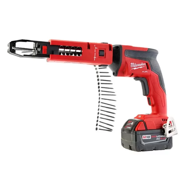 Milwaukee M18 FUEL 18-Volt Lithium-Ion Brushless Cordless Drywall Screw Gun XC Kit with Collated Screw Gun Attachment