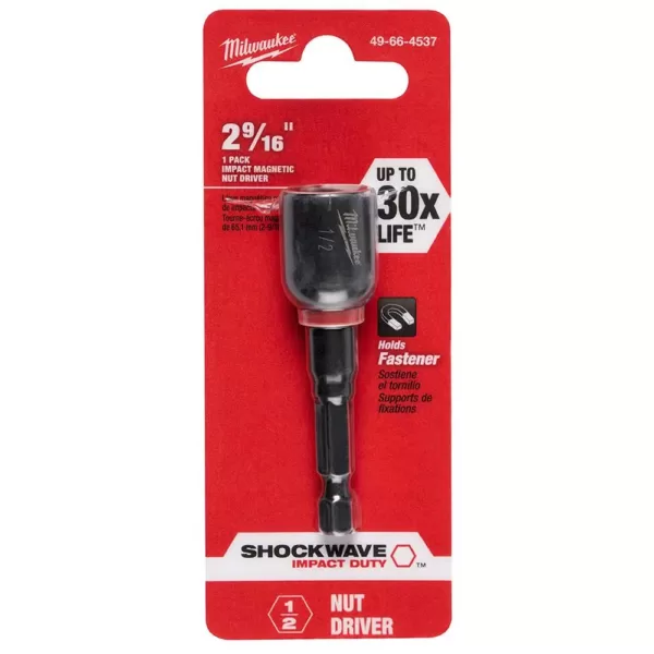 Milwaukee Shockwave 1/2 in. x 2-9/16 in. Steel Magnetic Nut Driver