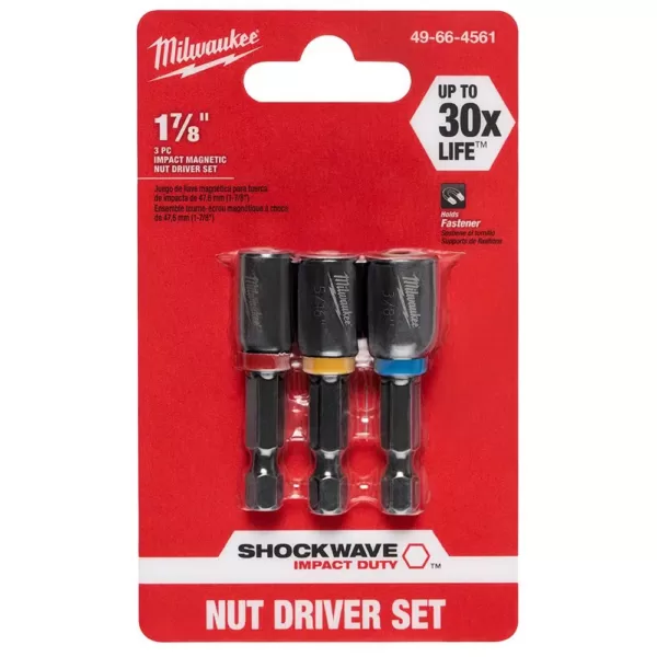 Milwaukee 1/4 in. 5/16 in. 3/8 in. x 1-7/8 in. Shockwave Impact Duty Magnetic Nut Driver Set (3-Piece)