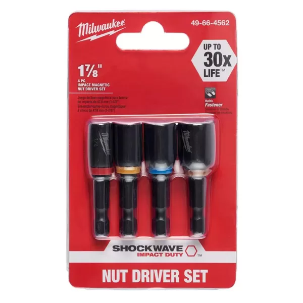 Milwaukee 1-7/8 in. Steel Shockwave Impact Duty Magnetic Nut Driver Set (4-Piece)