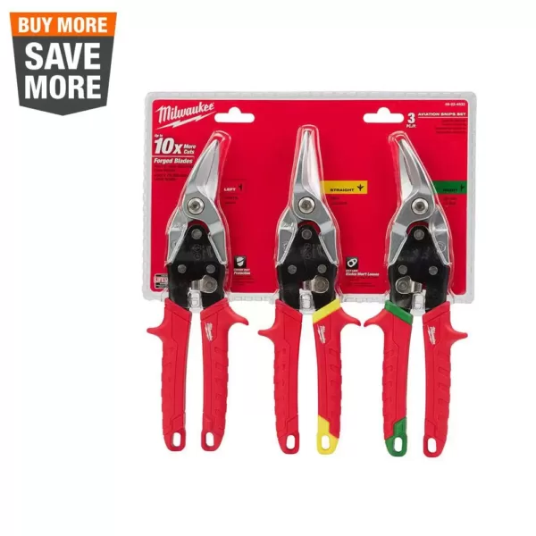 Milwaukee Left, Right, and Straight Aviation Snips (3-Pack)