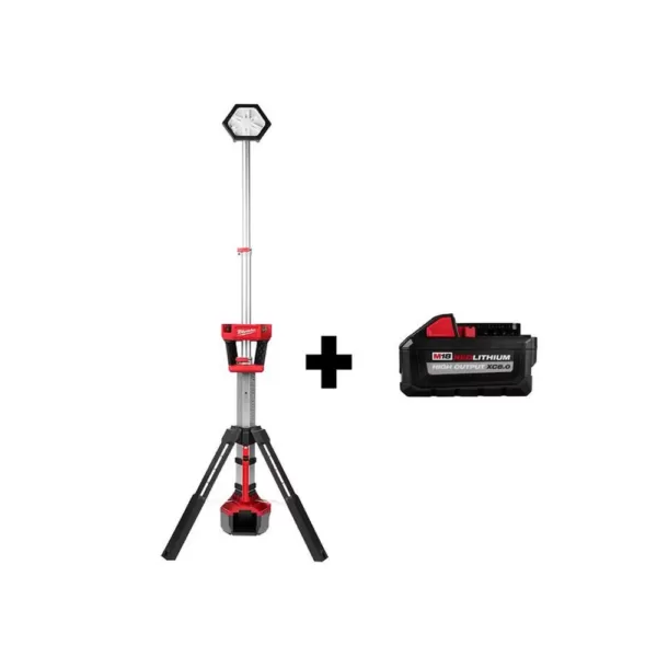 Milwaukee M18 18-Volt Lithium-Ion Cordless Rocket Dual Power Tower Light with HIGH OUTPUT XC 8.0 Ah Battery