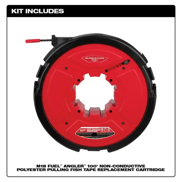 Milwaukee M18 FUEL Angler 100 ft. Non-Conductive Polyester Pulling Fish Tape Drum