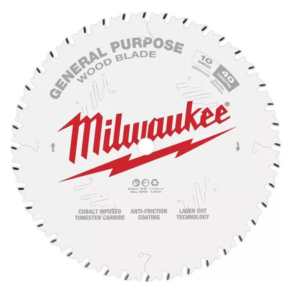 Milwaukee 10 in. x 40-Tooth and 60-Tooth Circular Saw Blades (2-Pack)