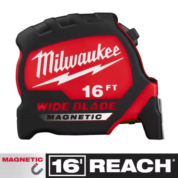 Milwaukee 16 ft. x 1.3 in. Wide Blade Magnetic Tape Measure with 17 ft. Reach