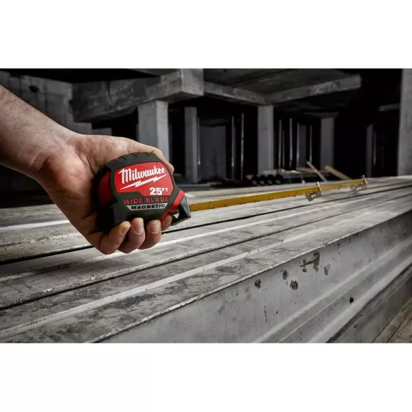 Milwaukee 25 ft. x 1.3 in. Wide Blade Magnetic Tape Measure with 17 ft. Reach