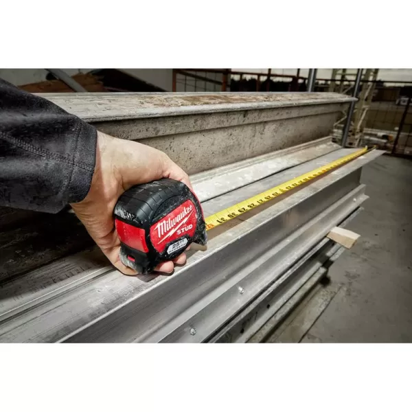 Milwaukee 25 ft. x 1.3 in. Gen II STUD Magnetic Tape Measure with 14 ft. Standout with Fastback Compact Folding Utility Knife