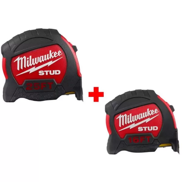 Milwaukee 25 ft. and 16 ft. STUD Tape Measure (2-Pack)