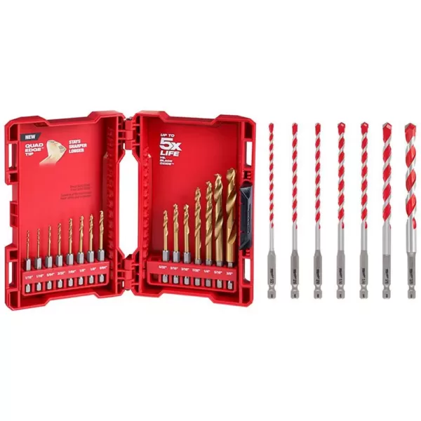 Milwaukee SHOCKWAVE IMPACT DUTY Titanium Drill Bit Set W/ Carbide Hammer Drill Bit Kit (22-Piece)