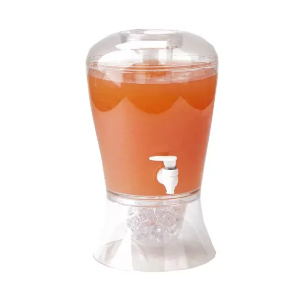 Mind Reader 24 oz. Clear Beverage Dispenser with Fruit Infuser and Ice Cone Drink Holder with Lid, Perfect for Parties