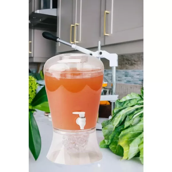 Mind Reader 24 oz. Clear Beverage Dispenser with Fruit Infuser and Ice Cone Drink Holder with Lid, Perfect for Parties