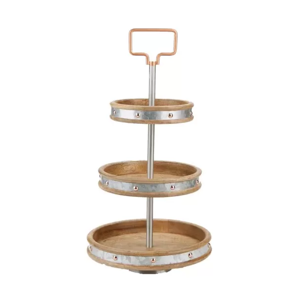 Mind Reader 3-Tier Silver Cake Stand with Handle