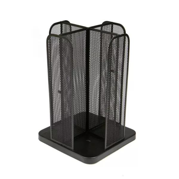 Mind Reader Cup and Lid Carousel Holder Organizer, Cup Dispenser Black Metal Mesh