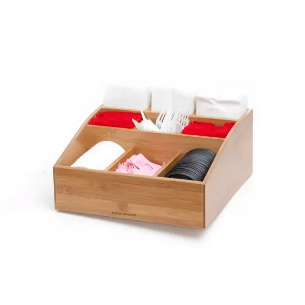 Mind Reader 9-Compartment Square Bamboo Condiment Organizer