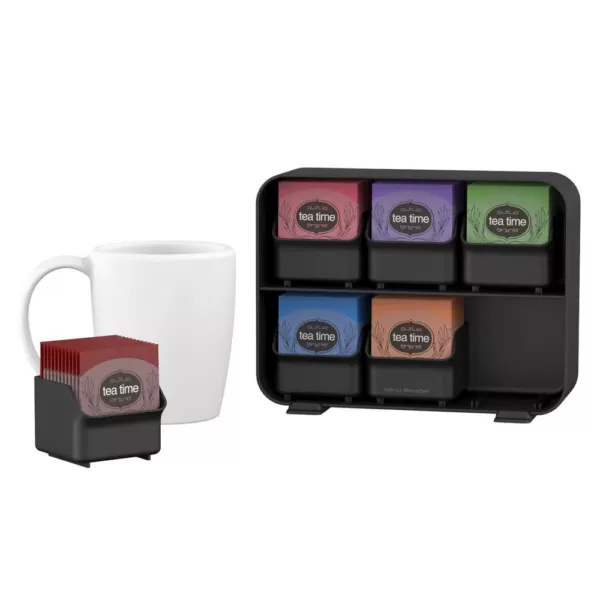 Mind Reader Clutch 6-Drawer 90-Bag Black Tea Bag Holder