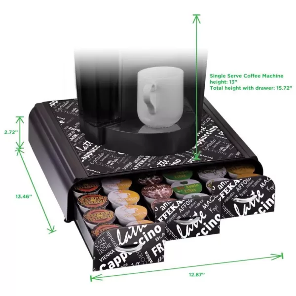 Mind Reader Anchor 36-Capacity Black Coffee Pod Storage Drawer