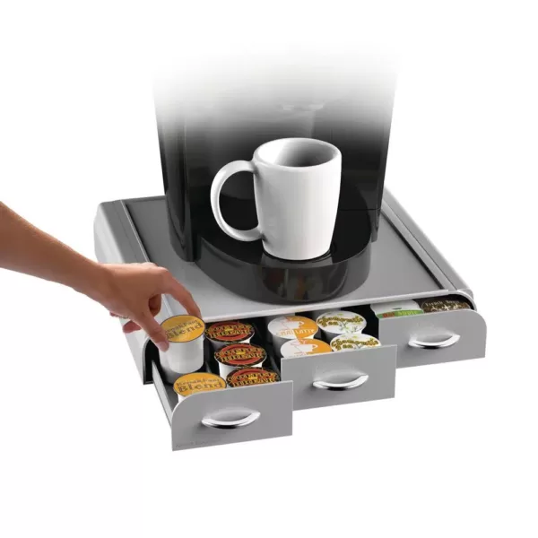 Mind Reader 36 Capacity K-Cup, Dolce Gusto, CBTL, Verismo, Single Serve Coffee Pod Holder Drawer, Silver