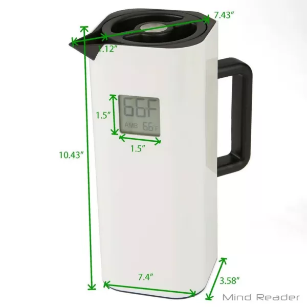 Mind Reader White 4-Cup Double Wall Thermal Coffee Carafe with Temperature Display