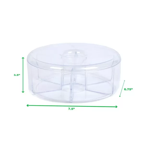 Mind Reader Clear Acrylic Tea Bag Storage and Organizer 6-Compartment Tea Bag Holder with Lid, Round Pantry Organizer for Kitchen