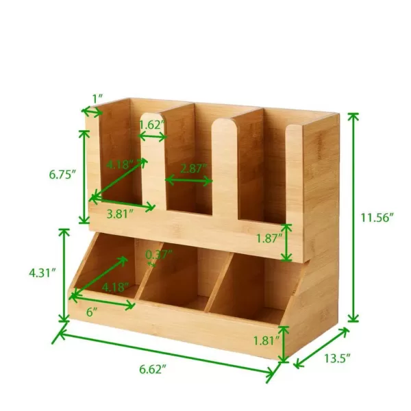 Mind Reader Brown 6 Compartment Upright Coffee Condiment and Cup Organizer