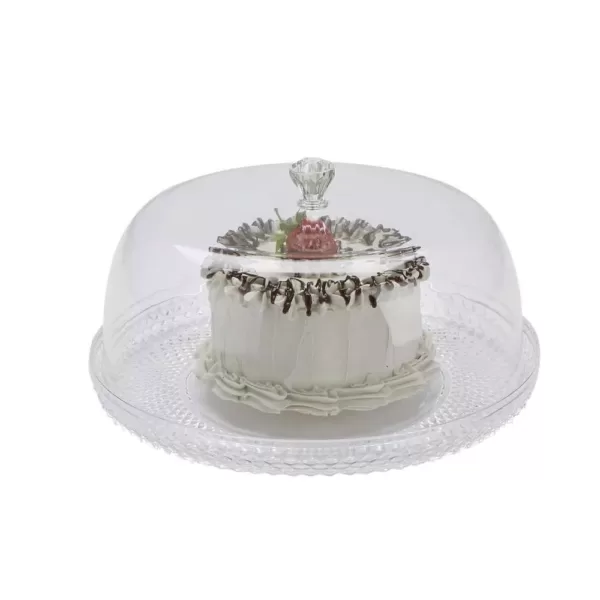 Mind Reader 10 in. x 7.25 in. Clear Diamond Acrylic Cake Holder with Cover, Cake Display, Dessert Display Tray, Cake Storage