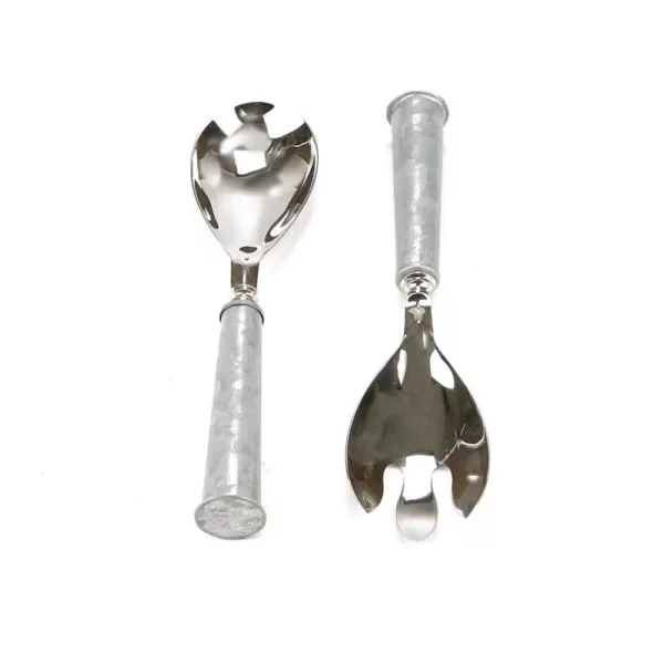 Mind Reader Silver Stainless Steel Salad Server Utensils Set Spoon and Fork Set