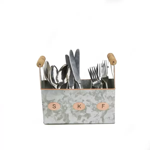 Mind Reader Silver Galvanized Utensils Caddy Kitchen Condiment Organizer