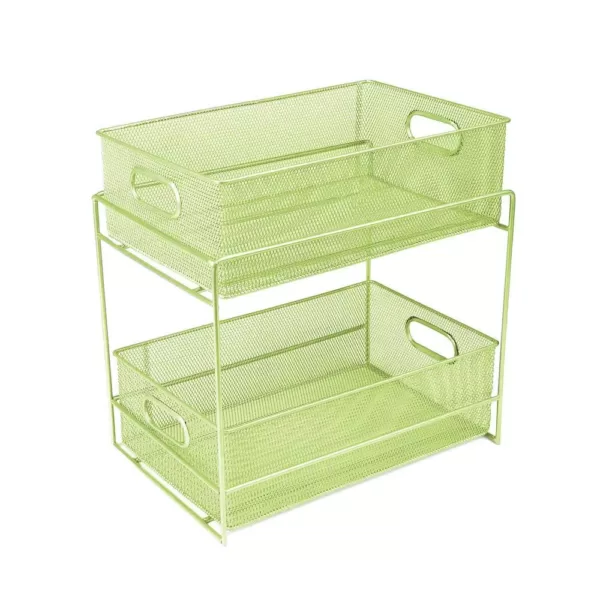 Mind Reader 12.25 in. H x 8.25 in. W x 12.38 in. L Modern Green Metal Flatware Organizer, Utensil Caddy