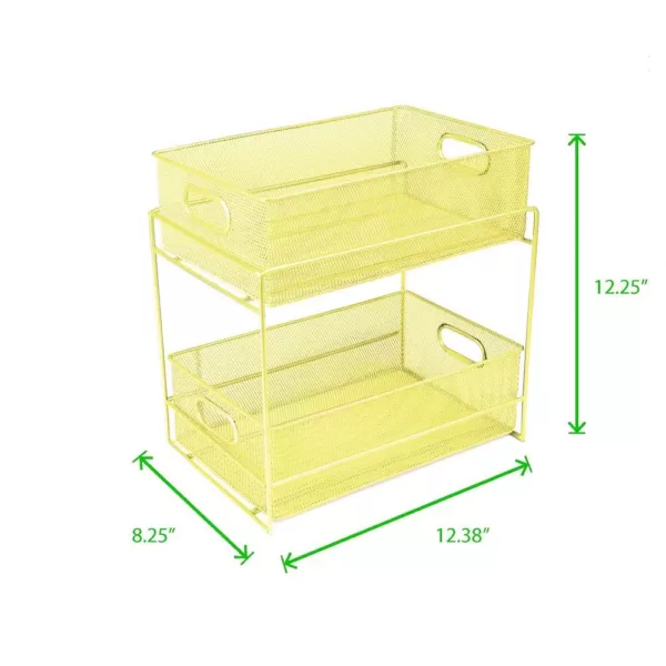 Mind Reader 12.25 in. H x 8.25 in. W x 12.38 in. L Modern Yellow Metal Flatware Organizer, Utensil Caddy