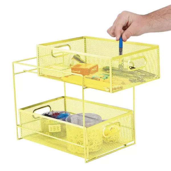 Mind Reader 12.25 in. H x 8.25 in. W x 12.38 in. L Modern Yellow Metal Flatware Organizer, Utensil Caddy