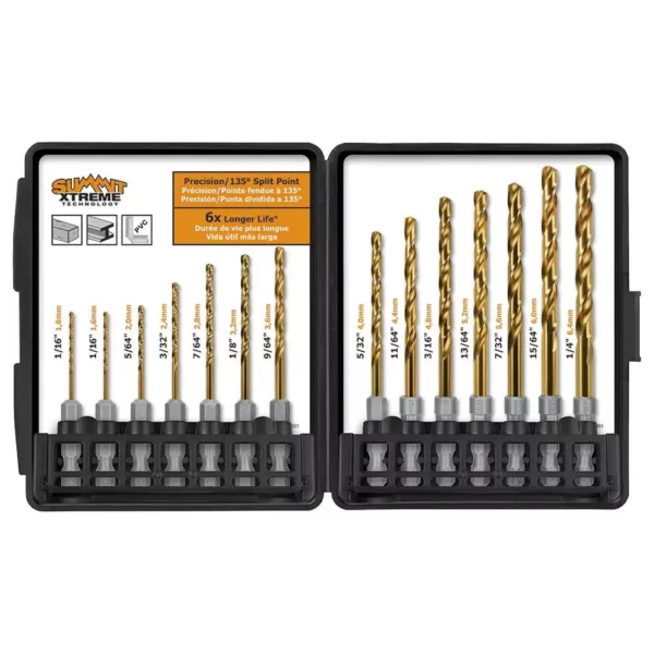 Montana Brand Hex Shank Titanium Drill Bit Set (14-Piece)