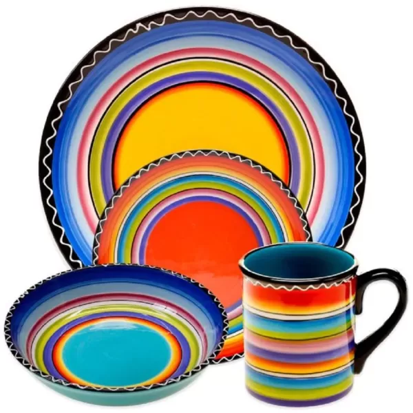 Certified International Tequila Sunrise 16-Piece Traditional Multi-color Ceramic Dinnerware Set (Service for 4)