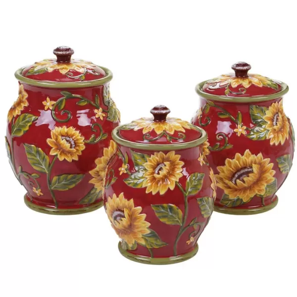 Certified International Sunset Sunflower 3-Piece Ceramic Canister Set