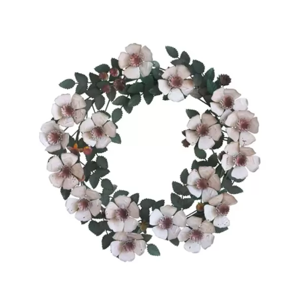 3R Studios Bungalow Lane 19 in. Round Hand Painted Tole Metal Flower Wreath