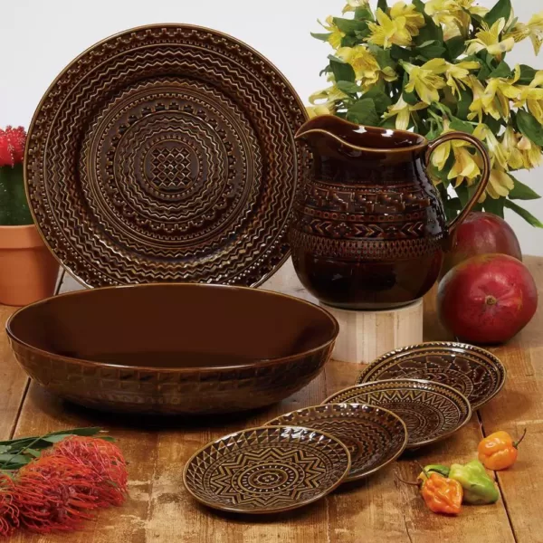 Certified International Aztec 4-Piece Patterned Multi-Colored Stoneware 9 in. Salad Plate Set (Service for 4)