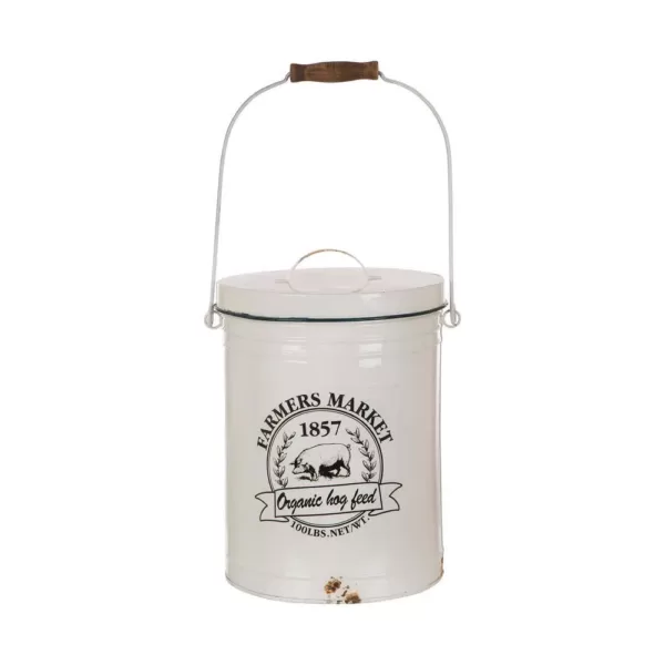 Glitzhome 13 in. H Farmhouse Enamel Metal Canister